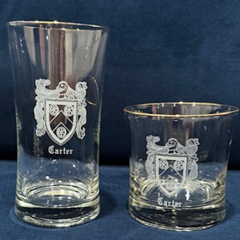 Irish Coat of Arms (CARTER) Glass Barware